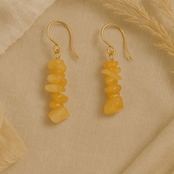 Elegant Yellow Agate Stone Earrings - Picture 1 of 5